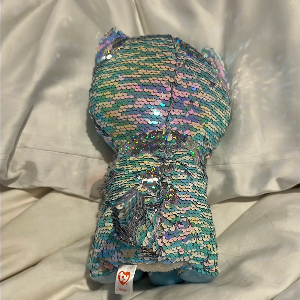 Ty Multicolor Sequin Stuffed Cat with pink eyes - Picture 8 of 13